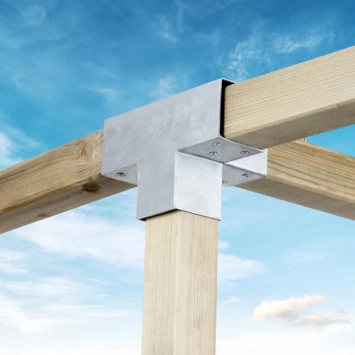 Paalverbinder Voor Pergola T-verbindingsstuk 4-kants 7x7 Cm Gegalvaniseerd - Afbeelding 2