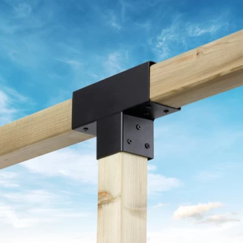 Paalverbinder Voor Pergola T-verbindingsstuk 3-kants 9x9 Cm Zwart - Afbeelding 2