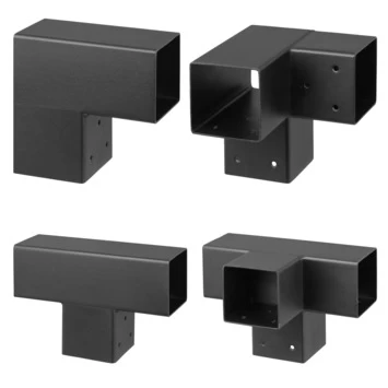 Paalverbinder Voor Pergola T-verbindingsstuk 3-kants 9x9 Cm Zwart - Afbeelding 3