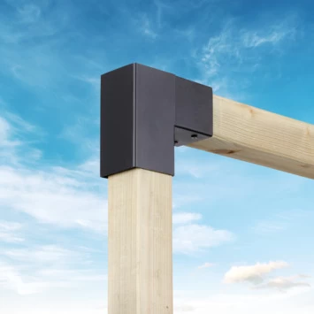 Paalverbinder Voor Pergola Hoekstuk 2-kants 9x9 Cm Zwart - Afbeelding 2