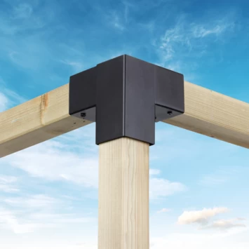 Paalverbinder Voor Pergola Hoekstuk 3-kants 9x9 Cm Zwart - Afbeelding 2