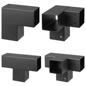 Paalverbinder Voor Pergola Hoekstuk 3-kants 9x9 Cm Zwart - Afbeelding 3