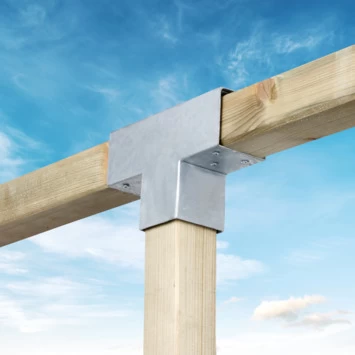 Paalverbinder Voor Pergola T-verbindingsstuk 3-kants 7x7 Cm Gegalvaniseerd - Afbeelding 2
