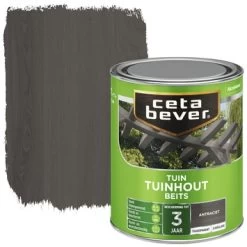 CetaBever Tuinhoutbeits Transparant Antraciet Zijdeglans 750 Ml