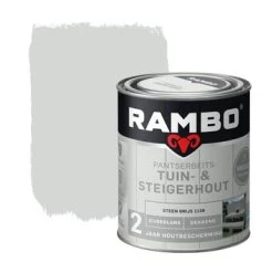 Rambo Vintage Pantserbeits Tuin- En Steigerhout Dekkend Steen Grijs Zijdeglans 750 Ml