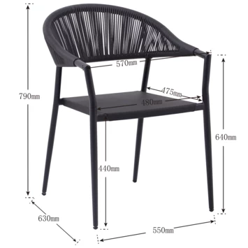 Stoel Lavandou Zwart - Afbeelding 2
