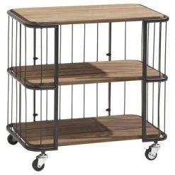 Trolley Monza Zwart Staal/Hout 76x80x45 Cm
