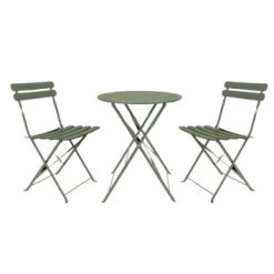 Bistro Set Belgrado Metal Steel Green