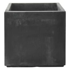 Pot Fiberclay Donkergrijs Streep Vierkant Ø33 H29 Cm